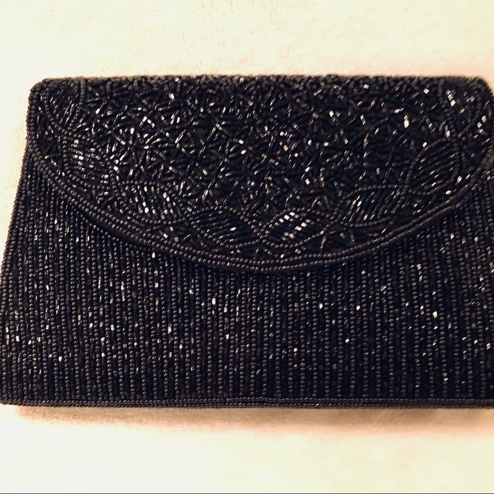 Vintage Black Hand Made Beaded Evening Bag